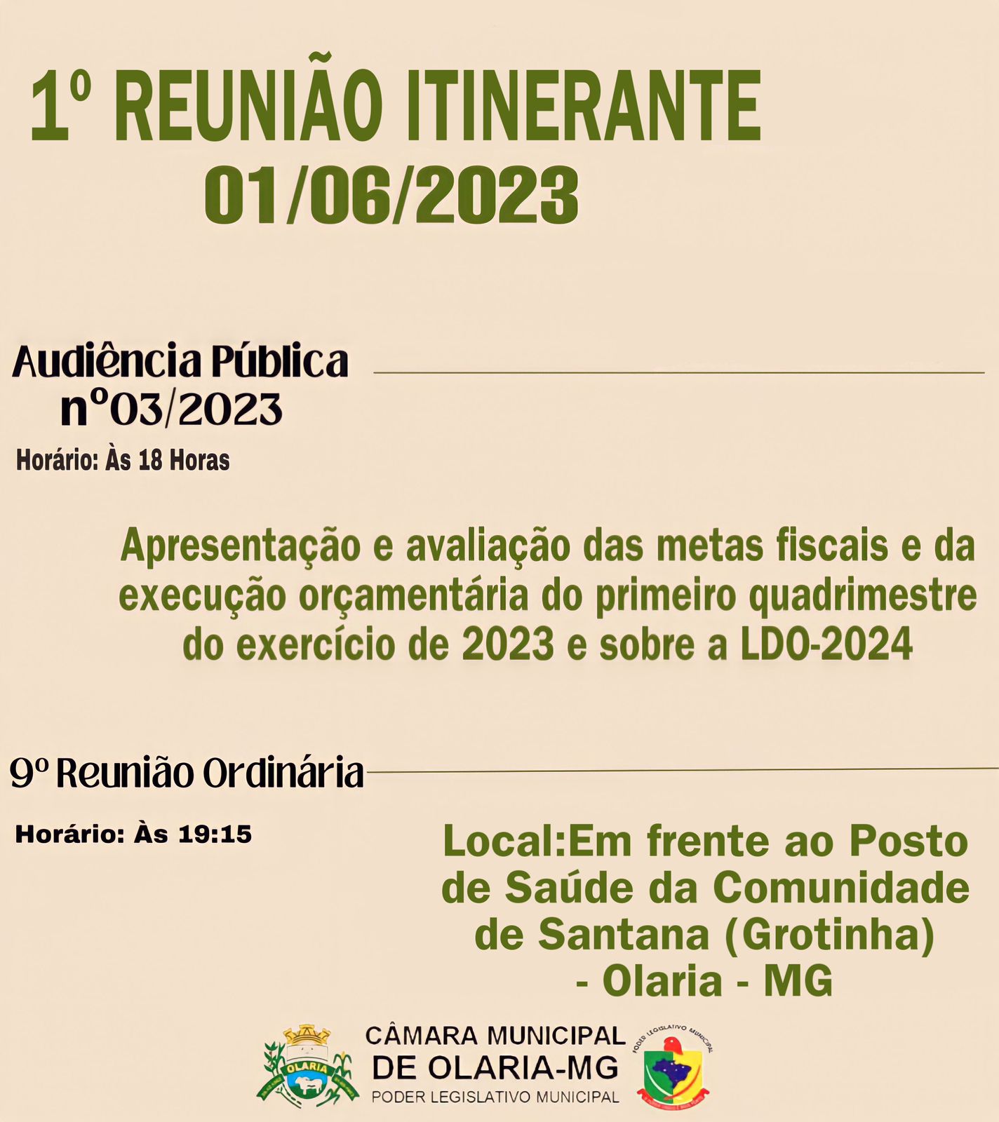 Convite para 1º Reunião Itinerante de 2023