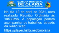 Convite para 7ª Reunião Ordinária de 2021