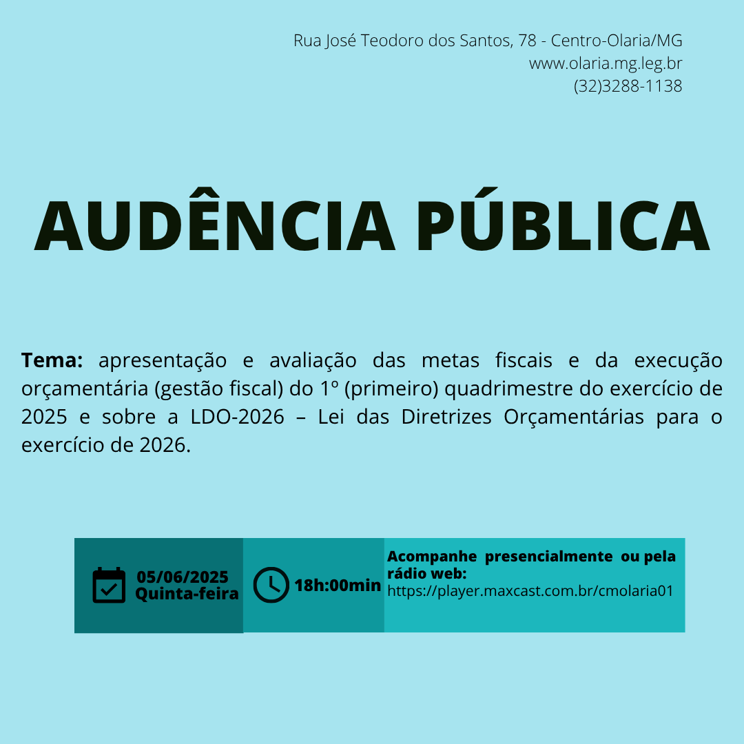No dia 05/06/2025, será realizada Audiência Pública