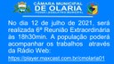 No dia 12 de julho de 2021, será  realizada a 6ª Reunião Extraordinária