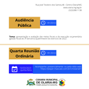 No dia 16/03/2023 será realizada 1ª Audiência Pública e logo após 4ª Reunião Ordinária No dia 16/03/2023 será realizada 1ª Audiência Pública e logo após 4ª Reunião Ordinária