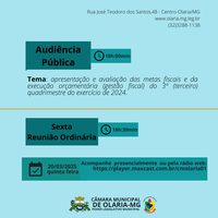 No dia 20/03/2025, será realizada Audiência Pública e logo após 6ª Reunião Ordinária