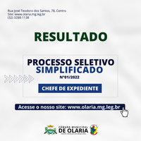 RESULTADO DO PROCESSO SELETIVO N° 01/2022